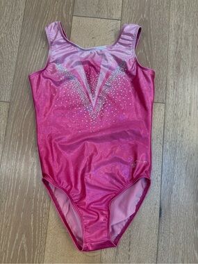Destira Pink Sparkle Crystal Girls Gymnastics Leotard Size CL (10)
